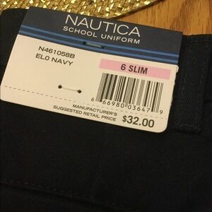 Nautica boy's school uniform navy short NEW 6 slim adjustable waist flat front